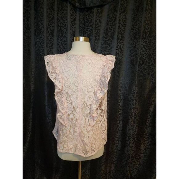 Belle & Sky | Blush Ruffle Lace Blouse - Picture 2 of 4
